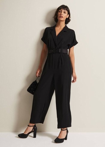 Phase Eight Constance Wide Leg Jumpsuit Black Canada | CZILES-049